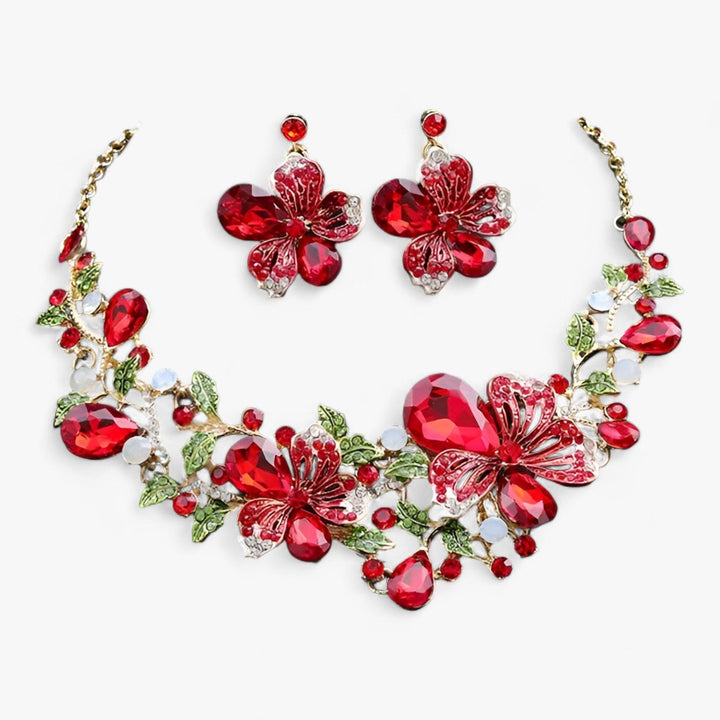 Elegant women's wedding necklace with vibrant enamel flowers, perfect for a special bridal occasion.
