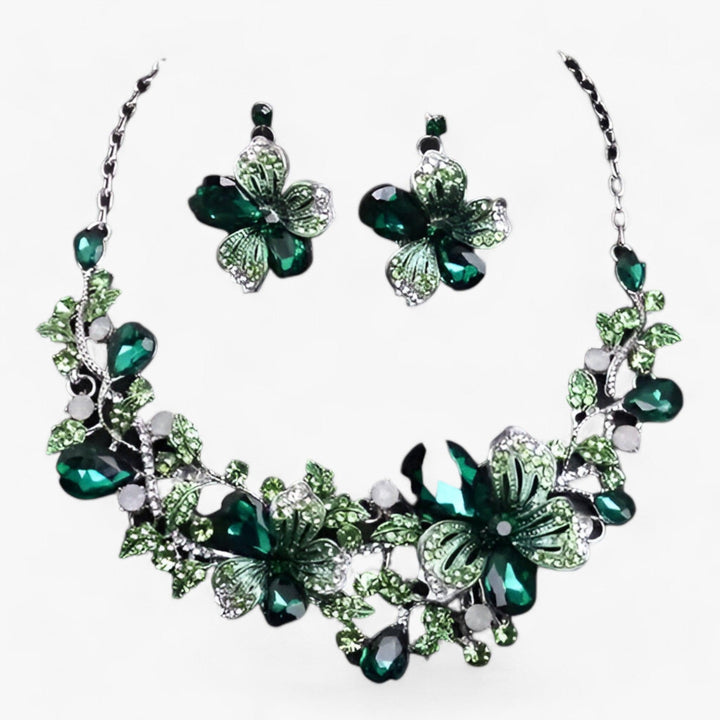 Exquisite women's bridal jewelry set featuring colorful enamel flowers, a unique and elegant choice.