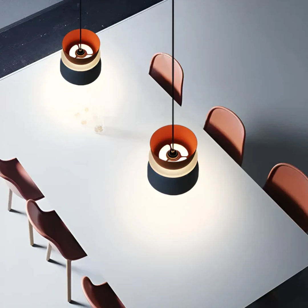 Modern colorful macaron LED pendant light, a trendy ceiling fixture for contemporary spaces.