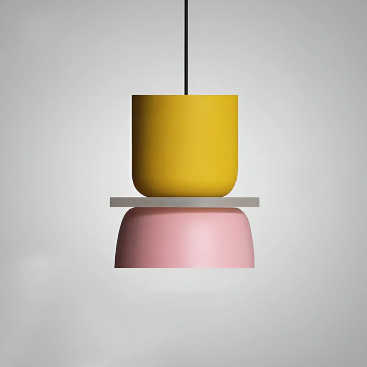 Modern colorful macaron LED pendant light, ideal for kitchen or dining room ceiling.