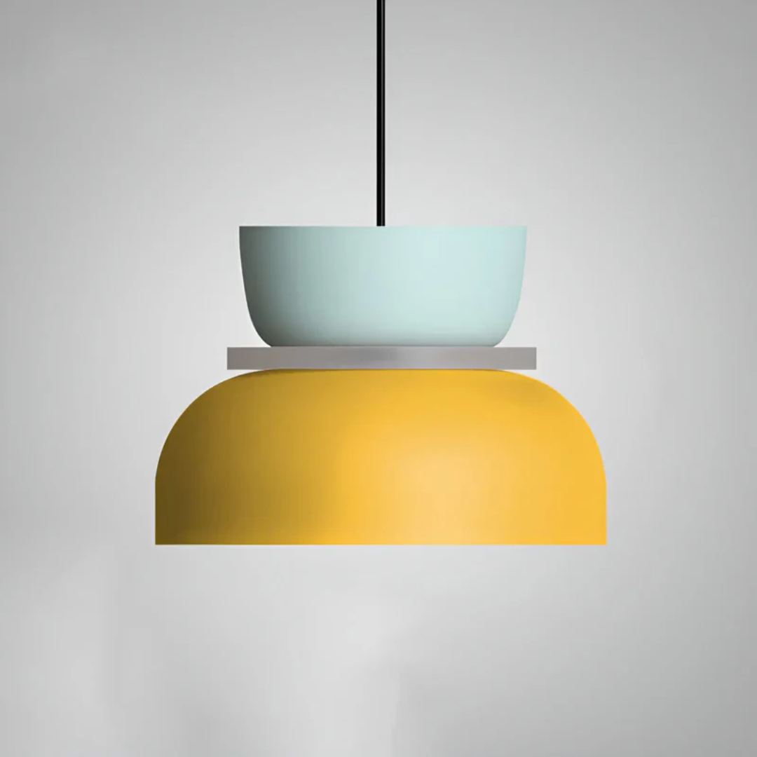 Trendy colorful macaron LED pendant light, perfect kitchen or dining room ceiling fixture.