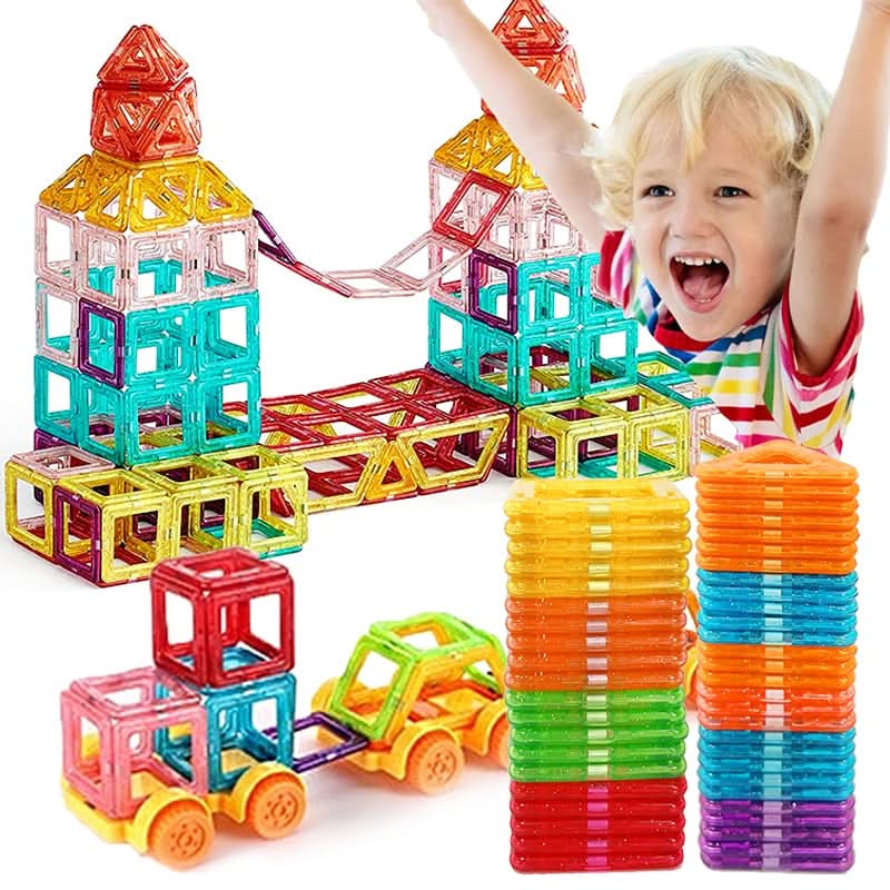 Educational magnetic blocks kit, encouraging creative play & spatial reasoning in kids. A fun learning construction toy.