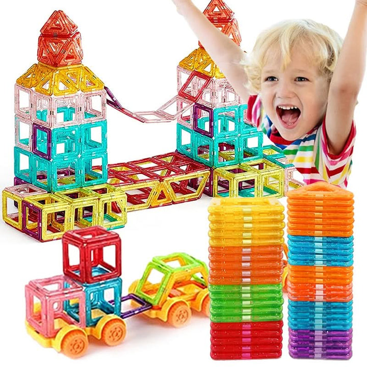 Educational magnetic blocks kit, encouraging creative play & spatial reasoning in kids. A fun learning construction toy.