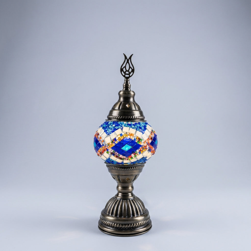 Elegant Colorful Mosaic Lamp, illuminating a room, perfect for home decor
