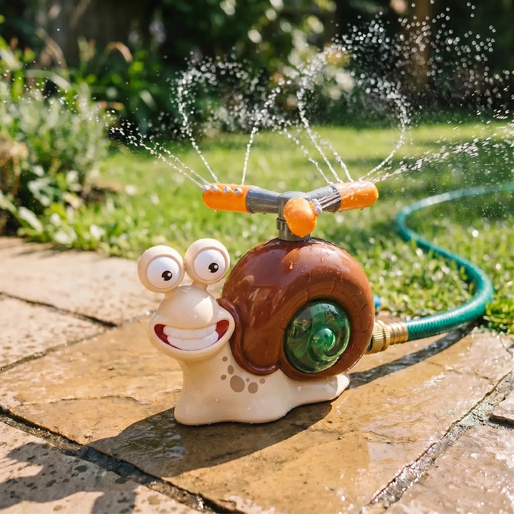Kids' outdoor batting game with snail water sprinkler base for active play.