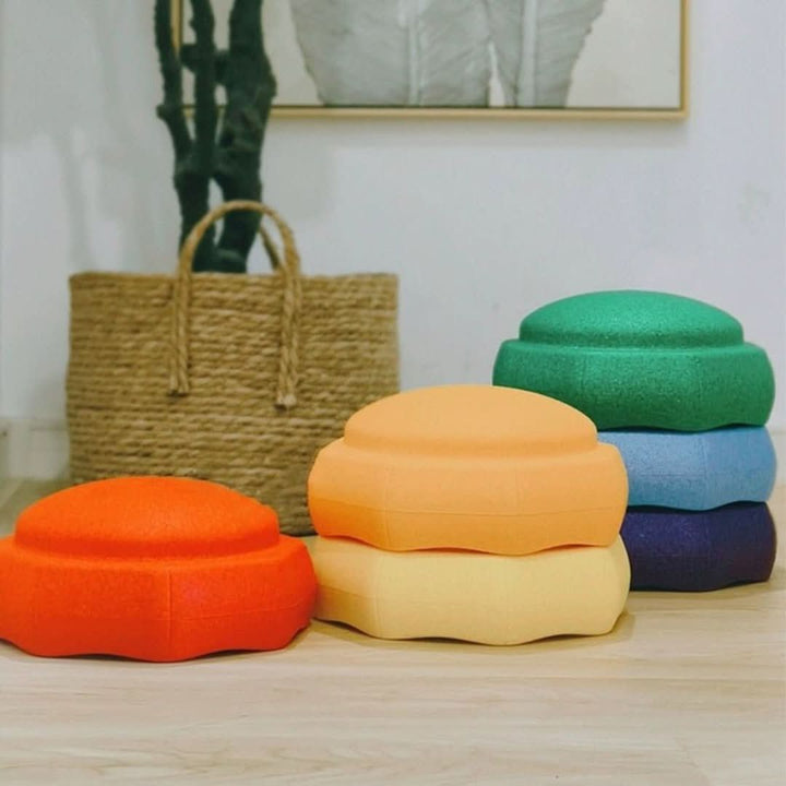 Colorful stackable balance stones for kids' creative play, motor skills & early development.
