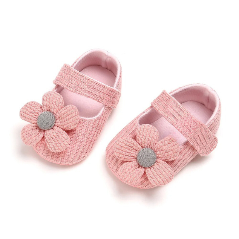Sweet baby girl walker shoes, soft sole & flexible design, perfect for her comfortable first steps & play.