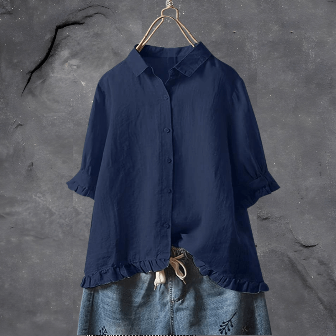 Comfortable cotton women's blouse for everyday elegance. Perfect for casual wear & versatile fashion.