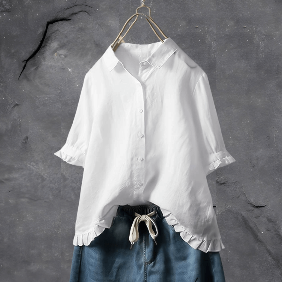 Elegant women's cotton blouse. Versatile for stylish women, perfect for spring & summer outfits.