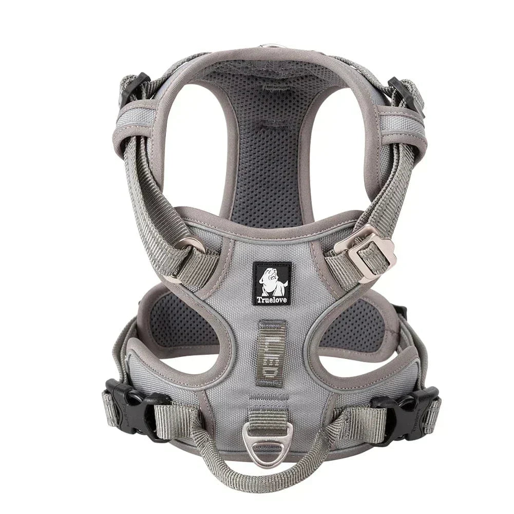 Pet supplies: durable dog harness with reflective stitching for night safety