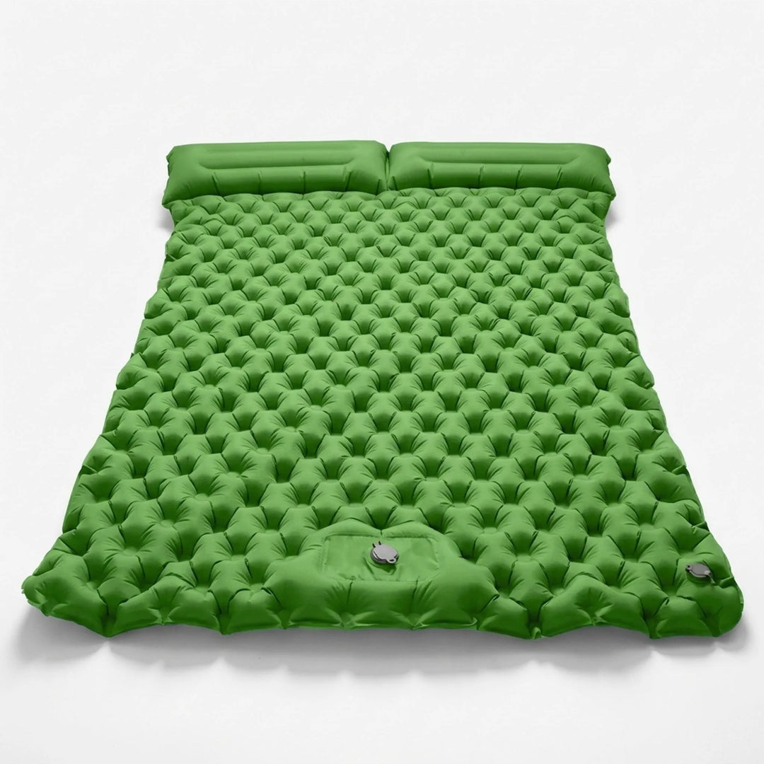 Spacious double camping mattress for couples, essential portable outdoor sleeping gear for comfort.
