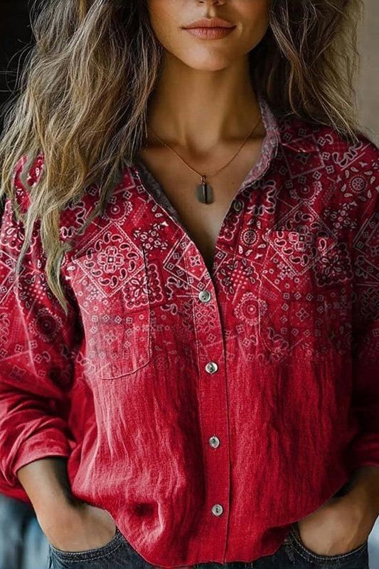Comfortable long sleeve women's blouse, perfect for everyday elegance & versatile styling. Relaxed fit.