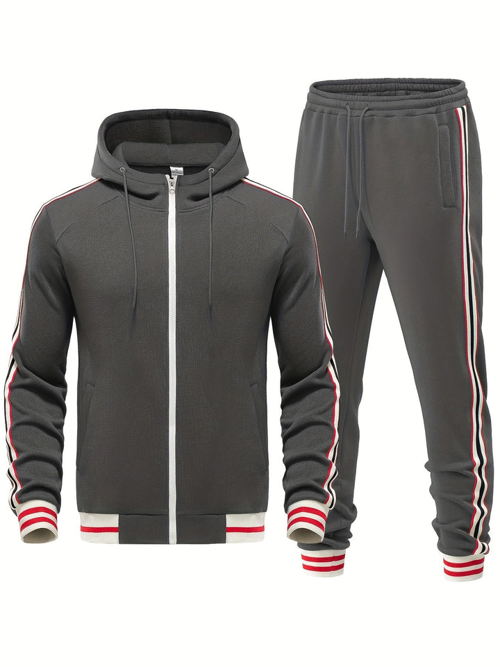 Comfortable Men's Athletic Tracksuit Set, perfect for casual wear or sportswear. Features soft fabric.
