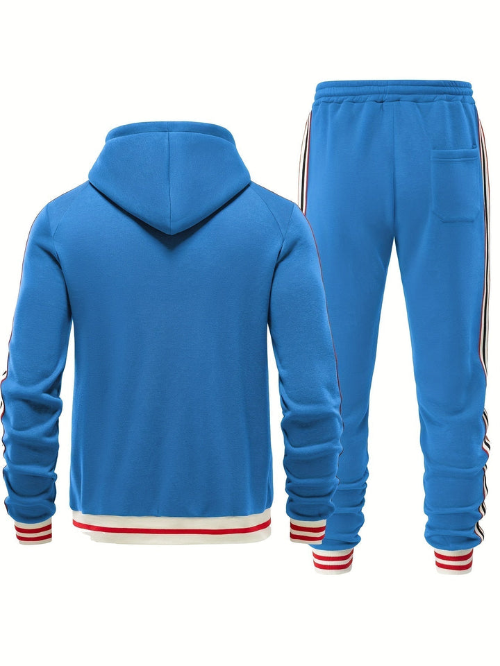 Soft and comfortable men's athletic tracksuit set, perfect for a relaxed casual wear or an active outfit.