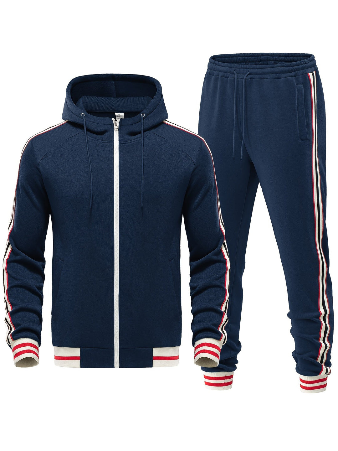Men's two-piece hoodie and jogger athletic set, ideal for sportswear and active outfits. Modern fit.