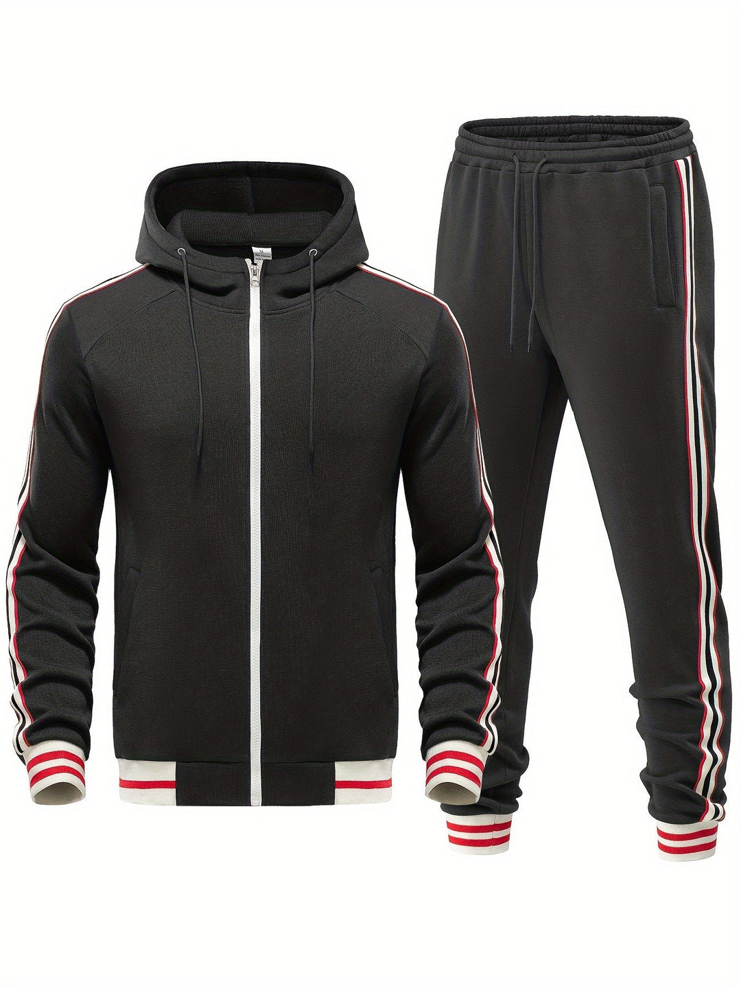 Fall Winter men's comfortable tracksuit with stylish color block design. Great for casual & active wear.