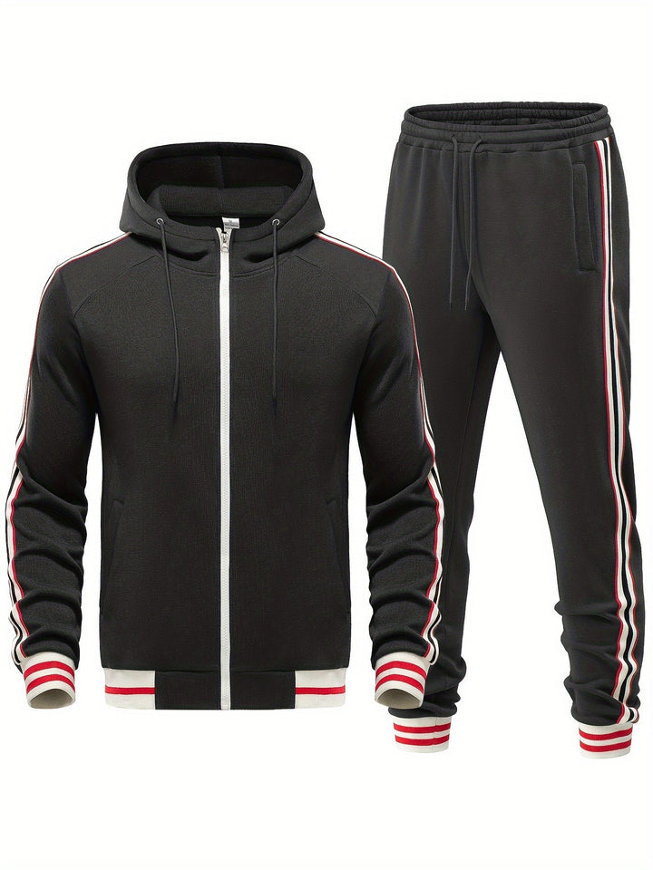 Fall Winter men's comfortable tracksuit with stylish color block design. Great for casual & active wear.