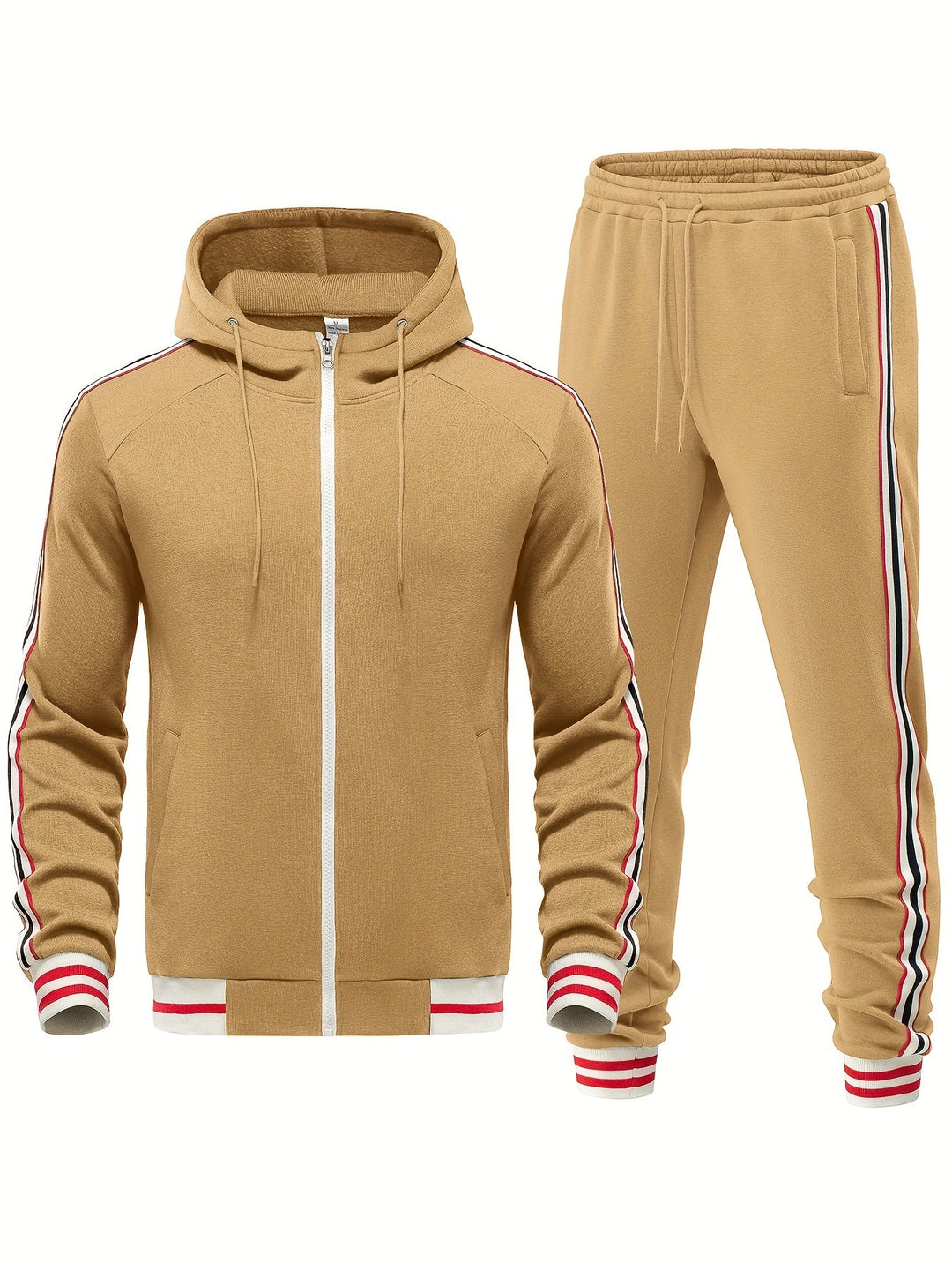 Stylish men's fashion tracksuit set, including a comfortable hoodie and jogger pants. Versatile activewear.