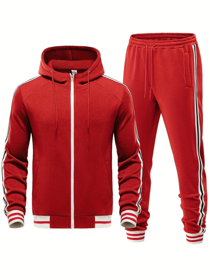 Men's comfortable athletic tracksuit set, a two-piece hoodie and jogger combo for sportswear & casual style.