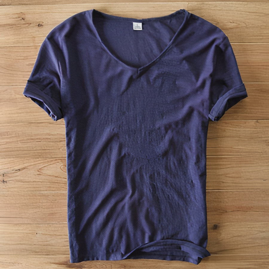 Classic men's V-neck summer t-shirt, comfortable and lightweight for daily casual style.