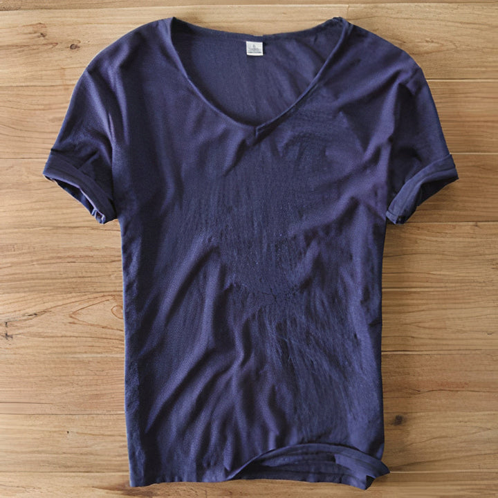Classic men's V-neck summer t-shirt, comfortable and lightweight for daily casual style.