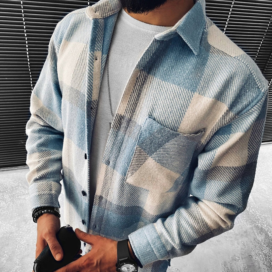 Comfortable men's warm long-sleeve shirt. Classic design for everyday casual wear & versatile style.