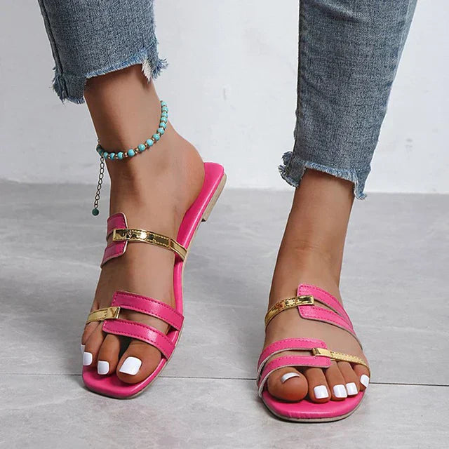 Women's comfortable summer shoes, open toe flat sandals for stylish everyday wear.