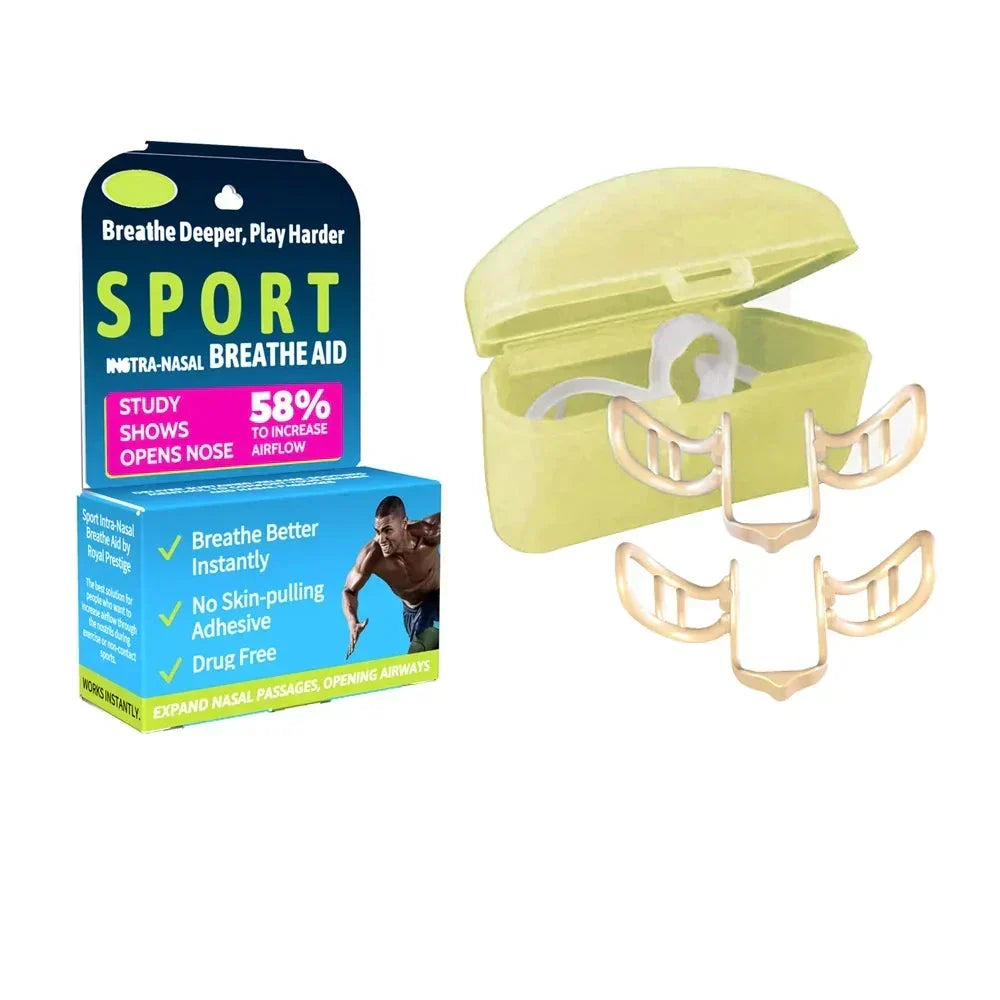 Ergonomic silicone anti-snoring device designed for comfortable wear, enhancing sleep and breathing.