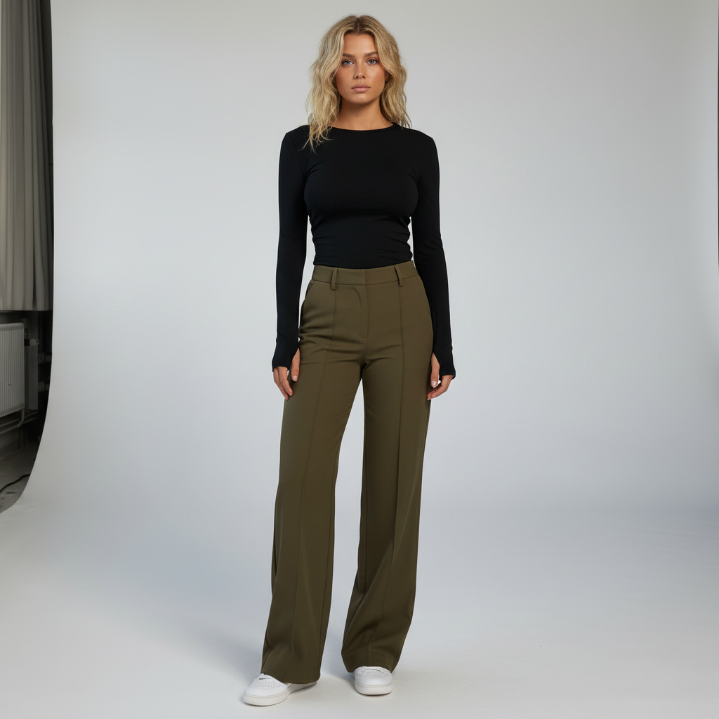 Elisa comfortable wide-leg pants in a soft polyester blend fabric