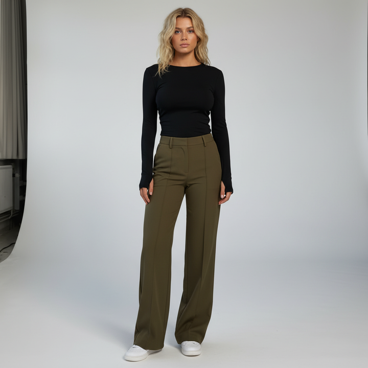 Elisa comfortable wide-leg pants in a soft polyester blend fabric