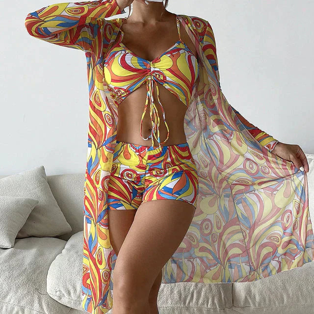 Breathable two-piece women's swimwear in a vibrant color, ideal for trend-setting summer fashion.
