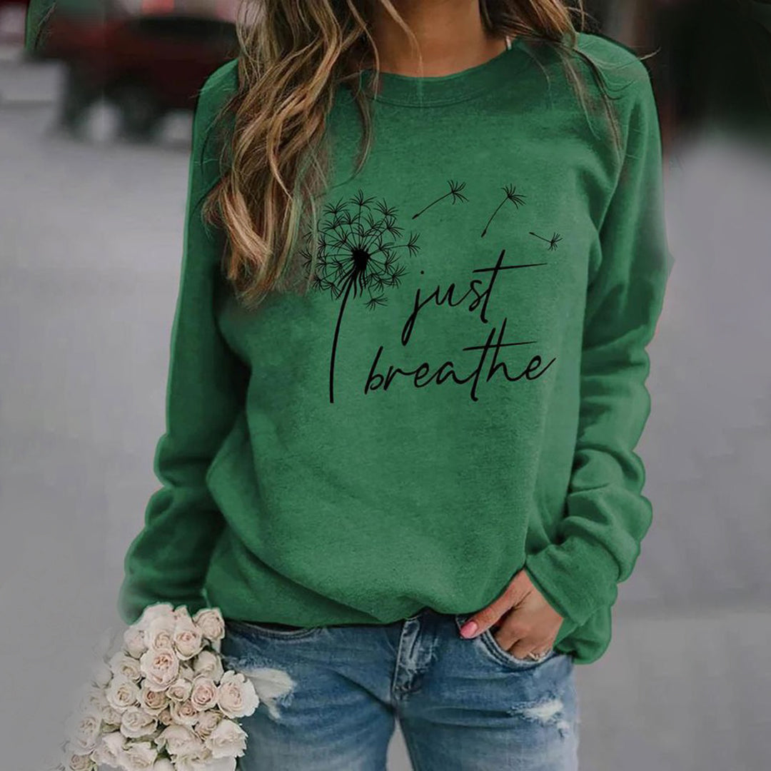 Cozy women's long-sleeve crewneck sweatshirt, ideal for comfortable casual wear and everyday style.