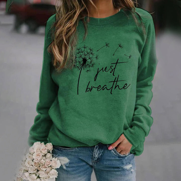 Cozy women's long-sleeve crewneck sweatshirt, ideal for comfortable casual wear and everyday style.
