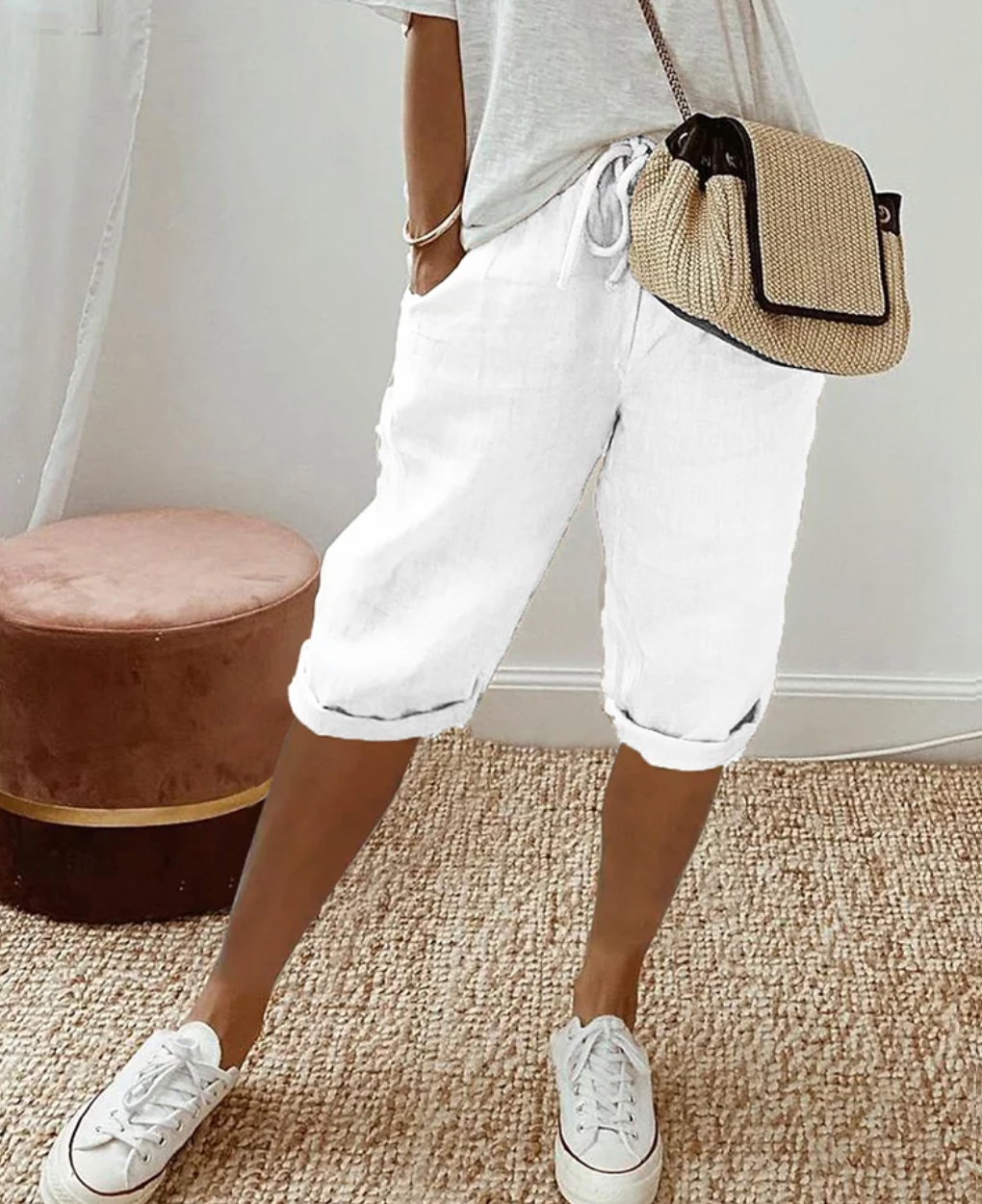 Fashionable women's summer shorts, super comfortable for daily wear, high-waisted and versatile.