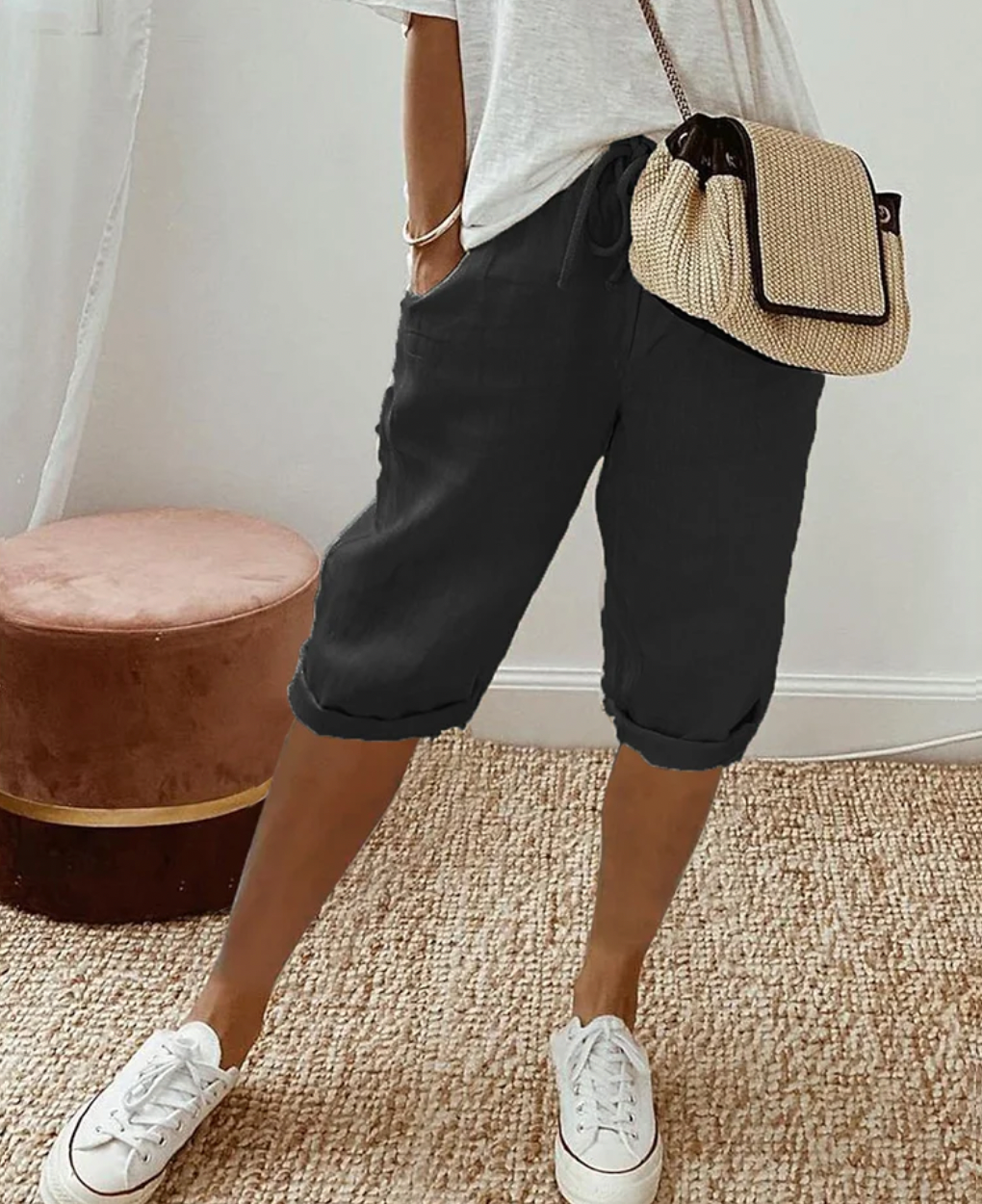 Versatile women's comfortable shorts, high-waisted design for everyday style, great for summer.