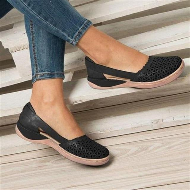 Slip-on loafer style women's flats, designed for bunion pain relief & comfortable everyday wear.