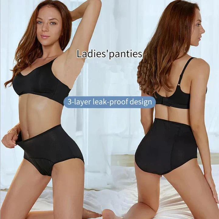 Black Noor leak-proof period panties, offering women discreet, comfortable daily menstrual protection.