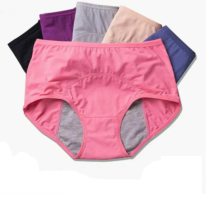 Women's leak-proof absorbent menstrual underwear for daily comfort, protection, & discreet hygiene.