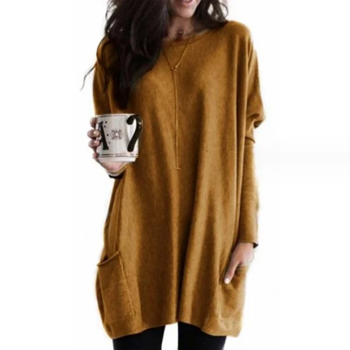Fashionable women's long sleeve tunic top, a versatile and comfortable casual essential.