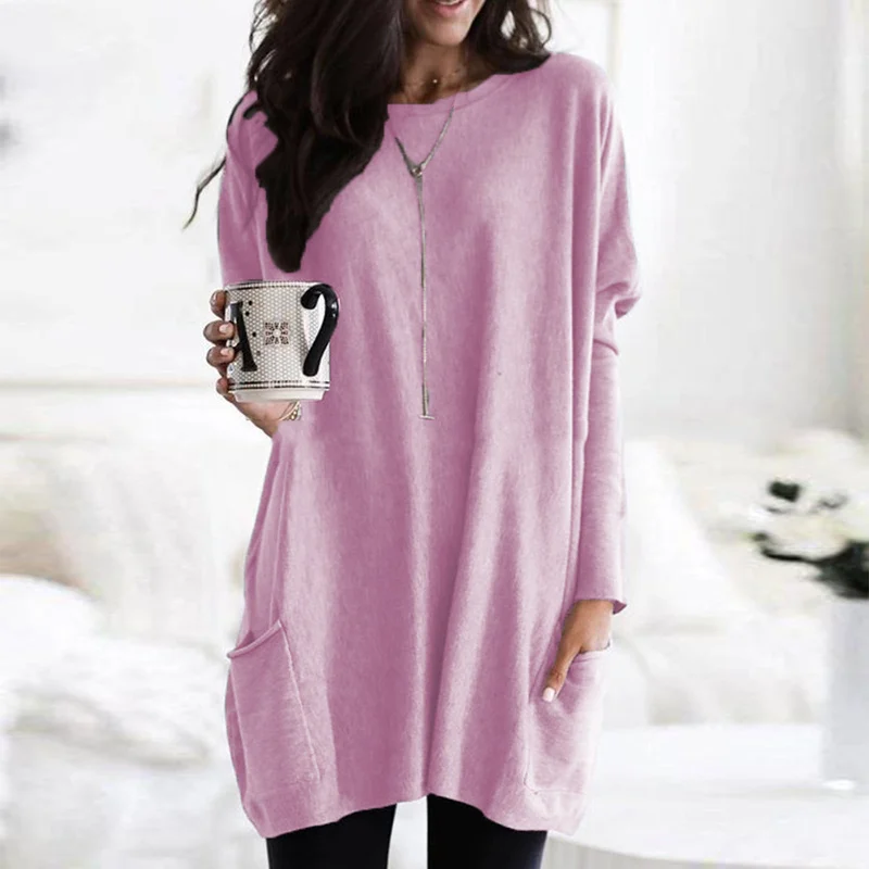 Chic women's long sleeve tunic top, perfect for a comfortable yet stylish casual look.