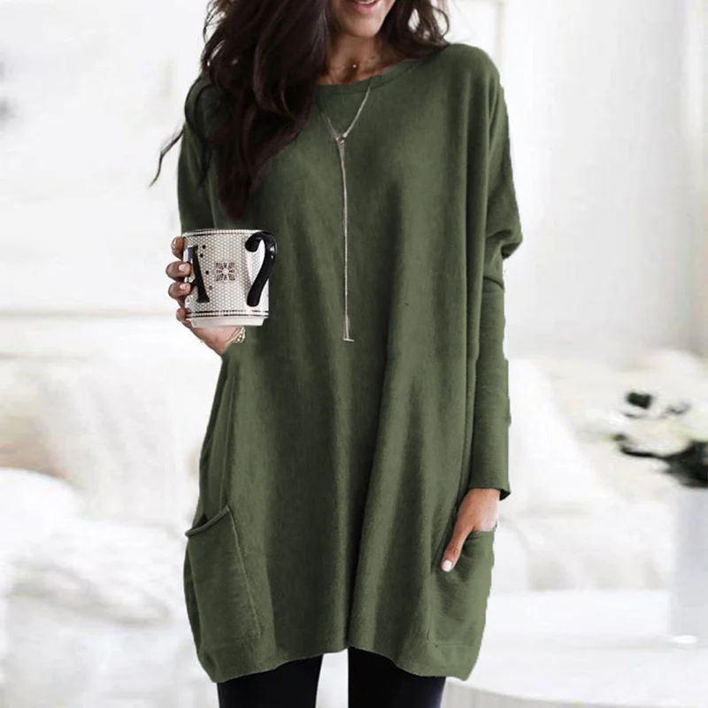 Women's comfortable long sleeve tunic, a relaxed fit top for any casual occasion.