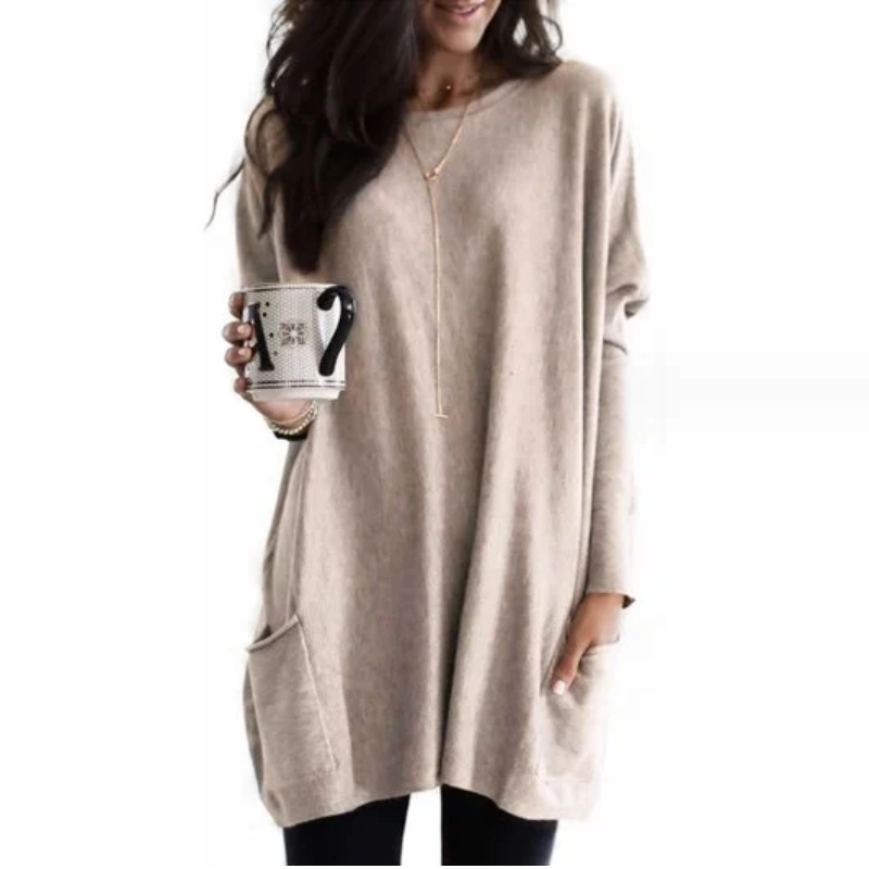 Trendy long sleeve tunic top for women, casual and fashionable for versatile outfits.