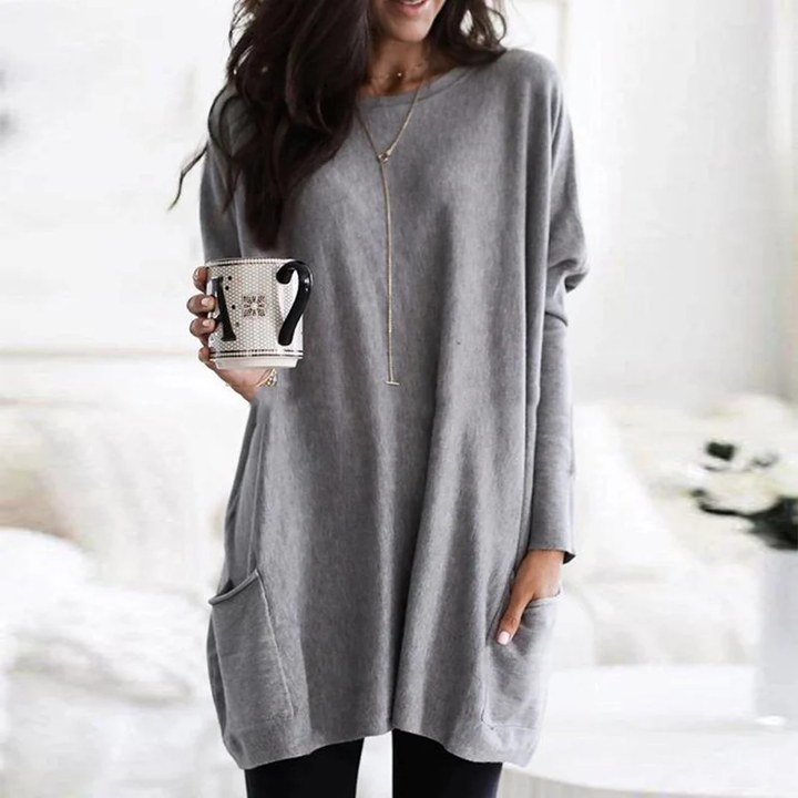 Stylish women's long sleeve tunic top, a versatile color for comfortable casual outfits.