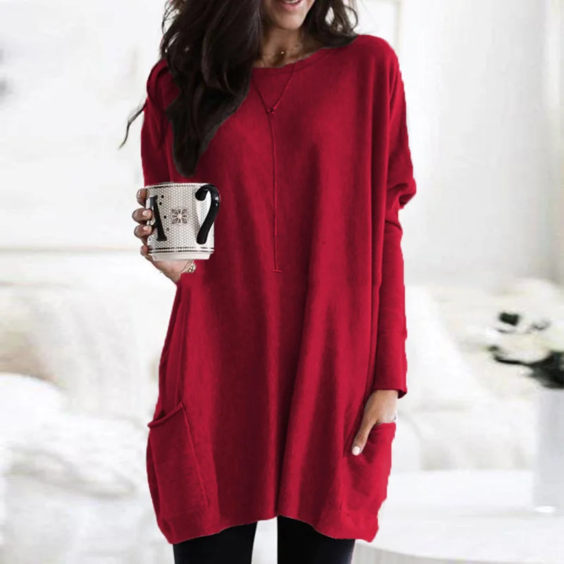 Everyday long sleeve tunic top for women, an ideal comfortable choice for transitional weather.