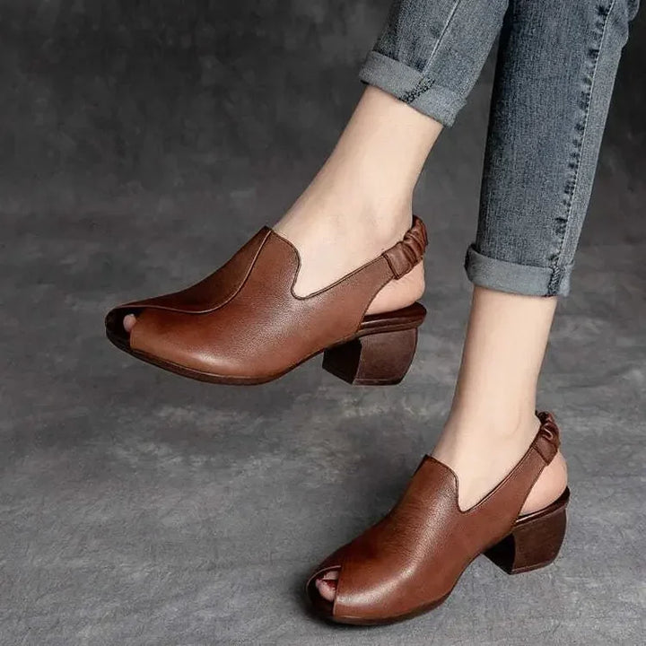 Versatile women's comfortable peep-toe sling heels, perfect dress shoes for workwear and chic outfits.