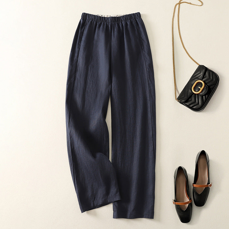 Comfortable women's relaxed straight leg pants in neutral, perfect for effortless everyday wear & spring/summer outfits.