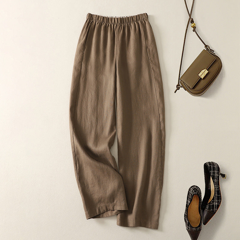 Elegant, flowy women's relaxed straight leg pants, offering versatile style for casual or dressed-up spring outfits.