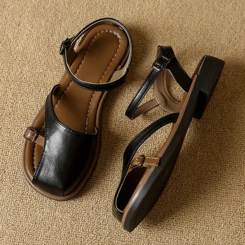 Women's comfortable square toe ballet flats, a versatile everyday shoe with a secure ankle strap.