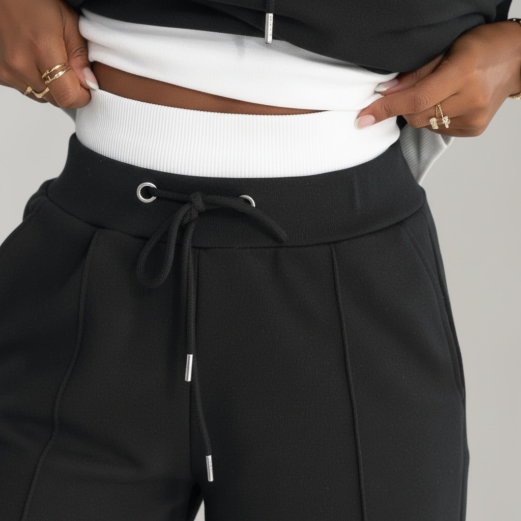 Kaitlyn women's leisure set, a comfortable two-piece outfit with a hoodie and wide leg pants