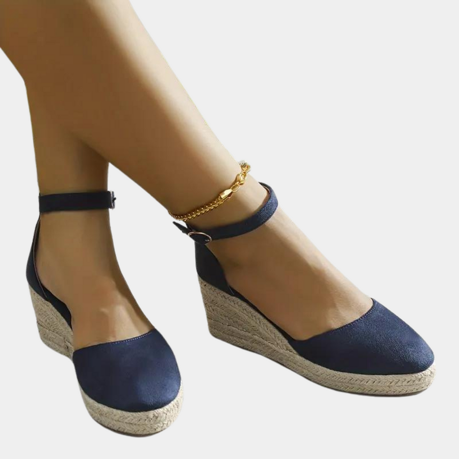 Chic women's wedge sandals with an adjustable ankle strap, perfect comfortable footwear for events & casual outings.
